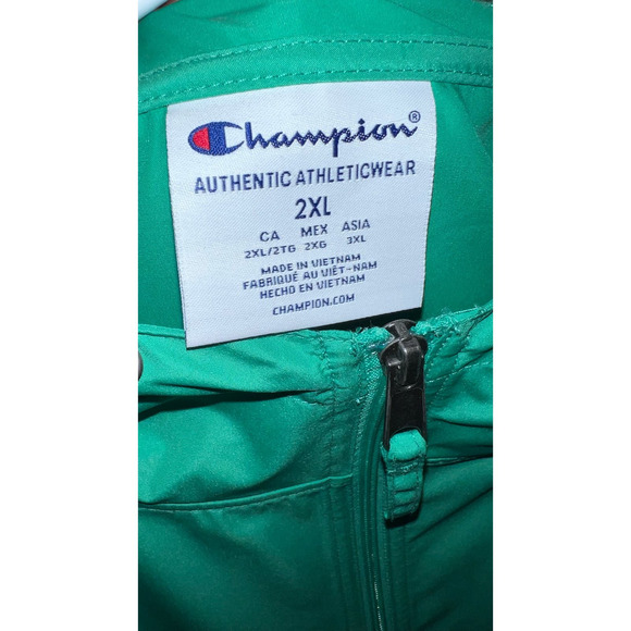 Champion Authentic Athletic Wear Windbreaker Green and Navy Blue Size 2XL - Picture 3 of 3